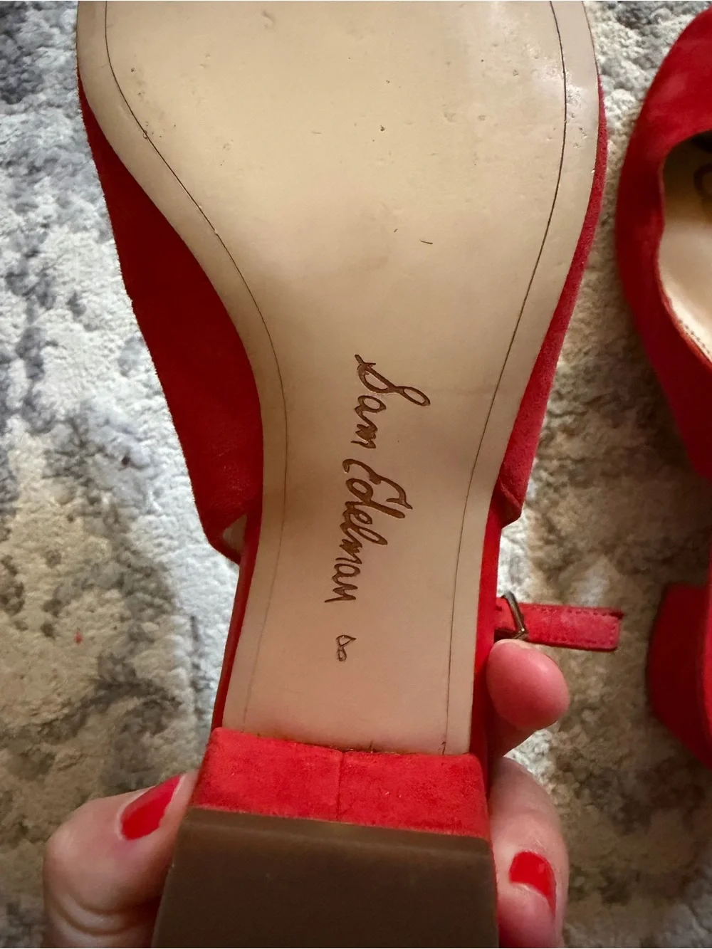 Sam Edelman Red Suede Pointed Toe Slingback Flats